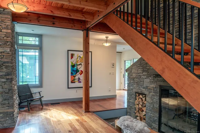 a view of entryway with wooden floor