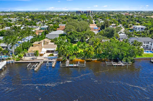 a view of a lake with houses
