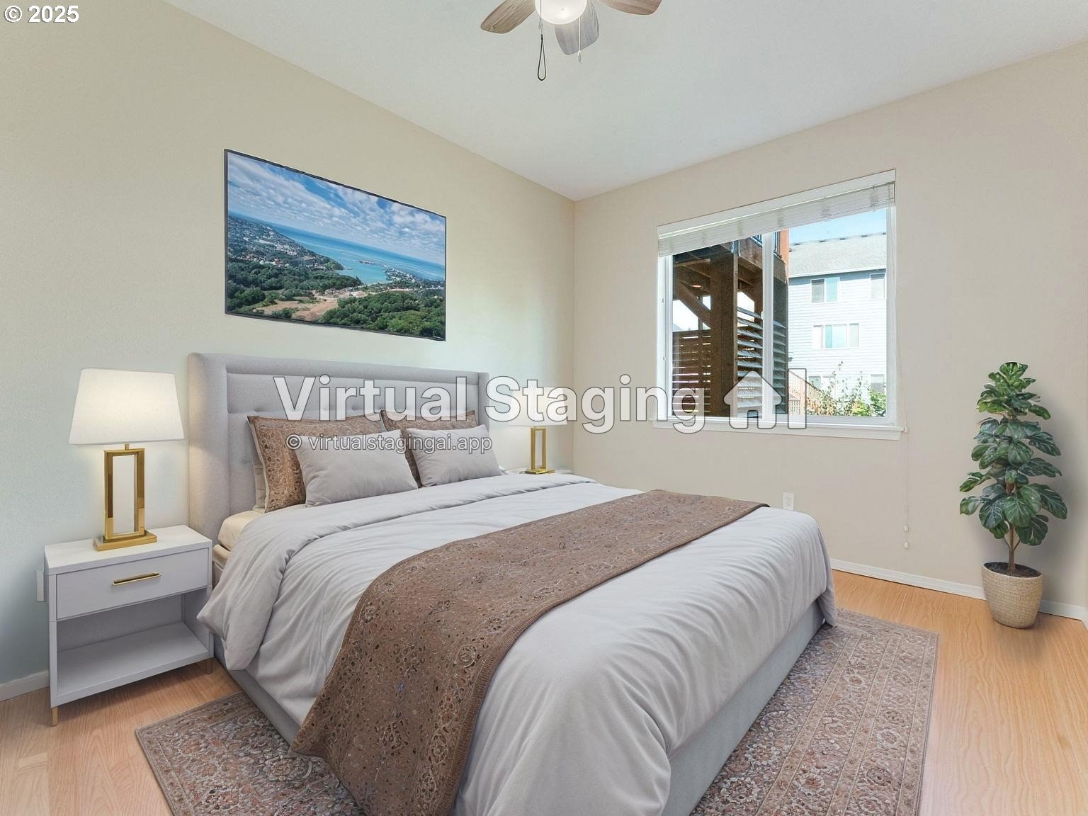 5641 Southeast Chase Loop Gresham, OR 97080 - Photo 31 of 39 a bedroom with bed and a potted plant