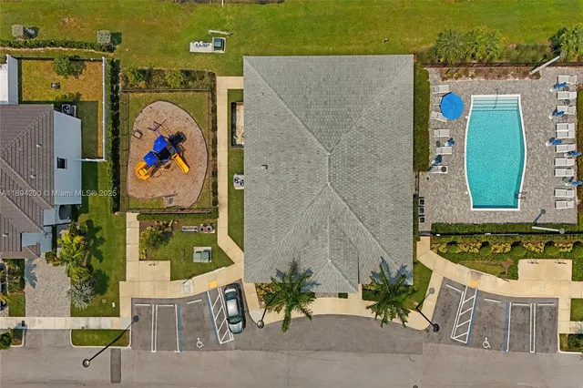 an aerial view of a house having outdoor space