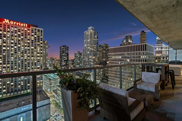 a roof deck with couch