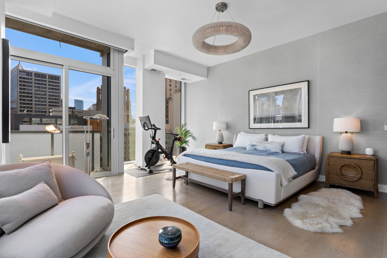 550 North St Clair Street, Unit 2502 Chicago, IL 60611 - Photo 23 of 53 a bedroom with furniture and a large window