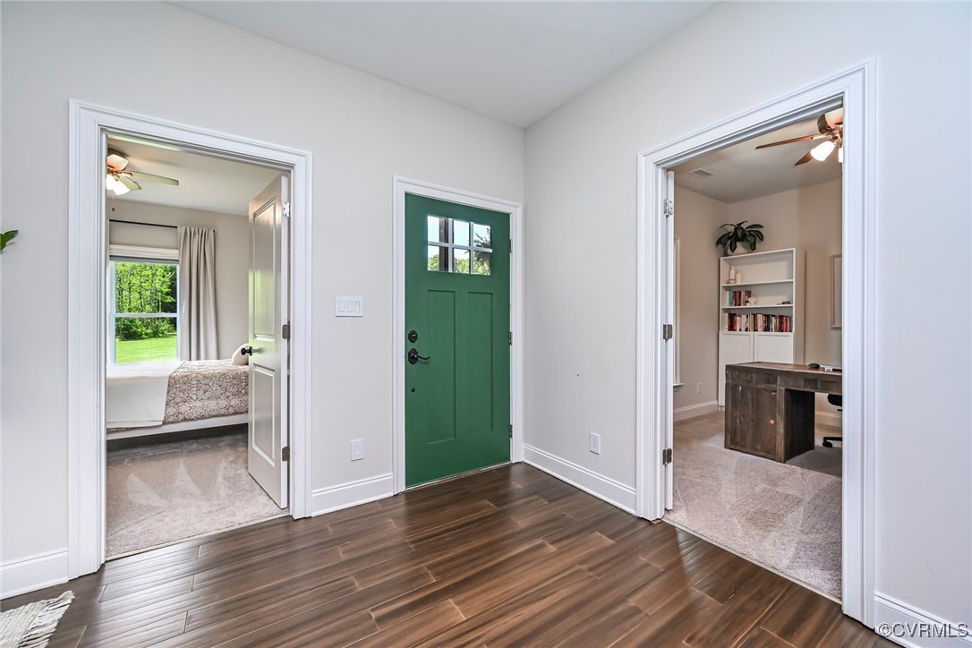 16093 Union Church Road Beaverdam, VA 23015 - Photo 8 of 42 Entryway with a ceiling fan, dark wood-style floor
