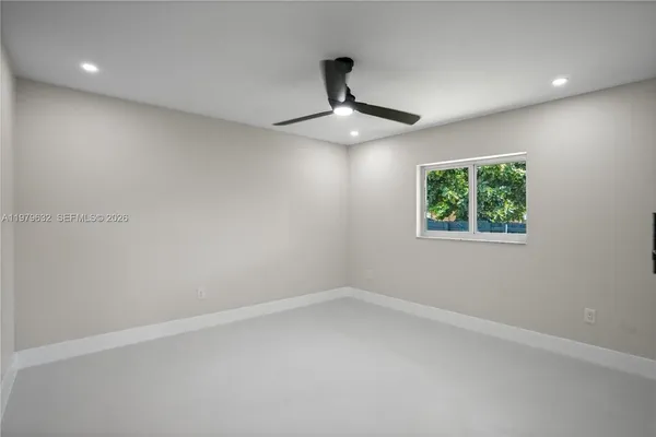 front view of a house with a patio