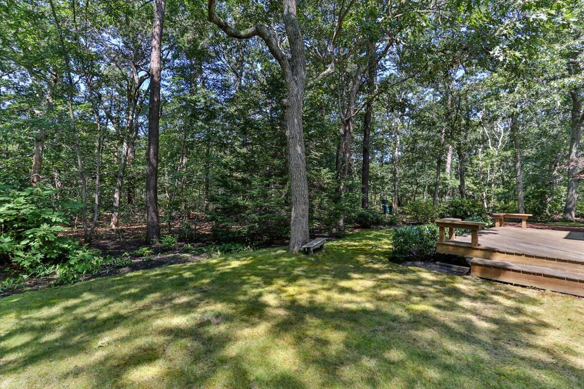 45 Danielle Drive Eastham, MA 02642 - Photo 39 of 42 a view of a backyard with a bench
