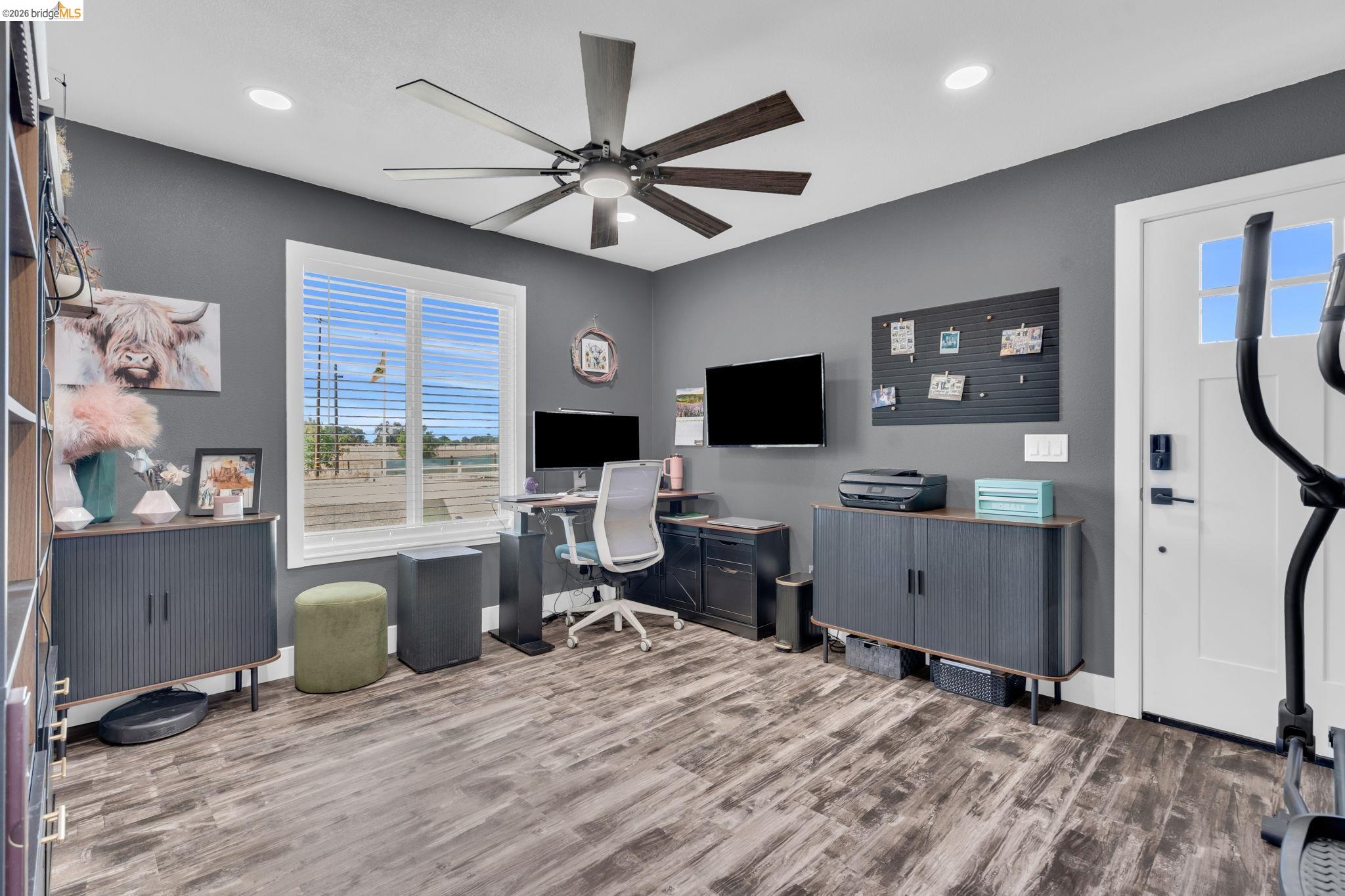 59 Old Stagecoach Road Brentwood, CA 94513 - Photo 31 of 70 Versatile room featuring wood-finish flooring, a contemporary ceiling fan, and recessed lighting
