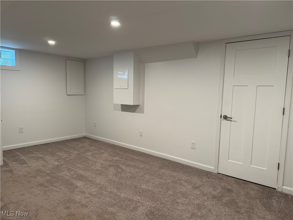 1139 Kessel Avenue Akron, OH 44310 - Photo 16 of 36 Basement with carpet floors, baseboards, and recessed lighting