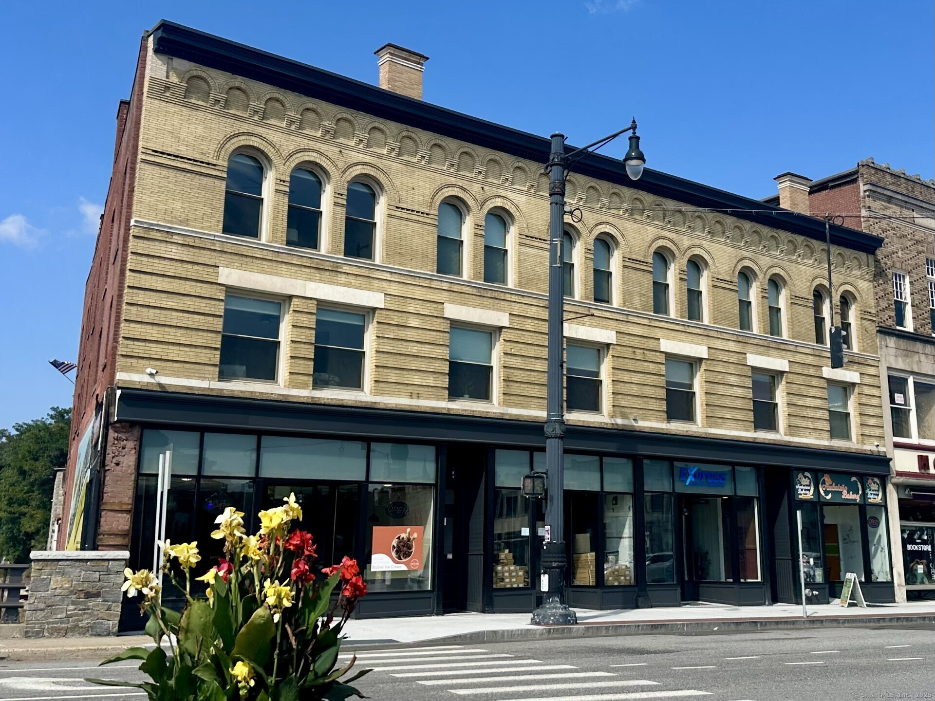 a front view of a building
