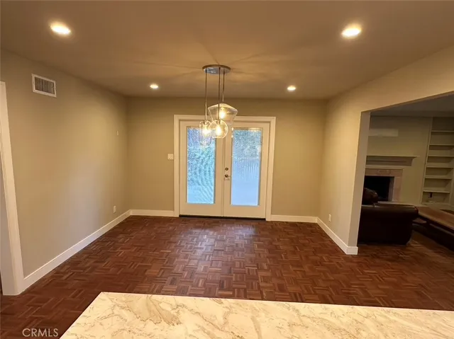 a view of a livingroom with a chandelier