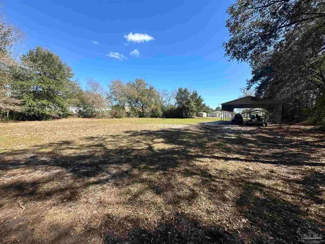 a view of backyard with green space