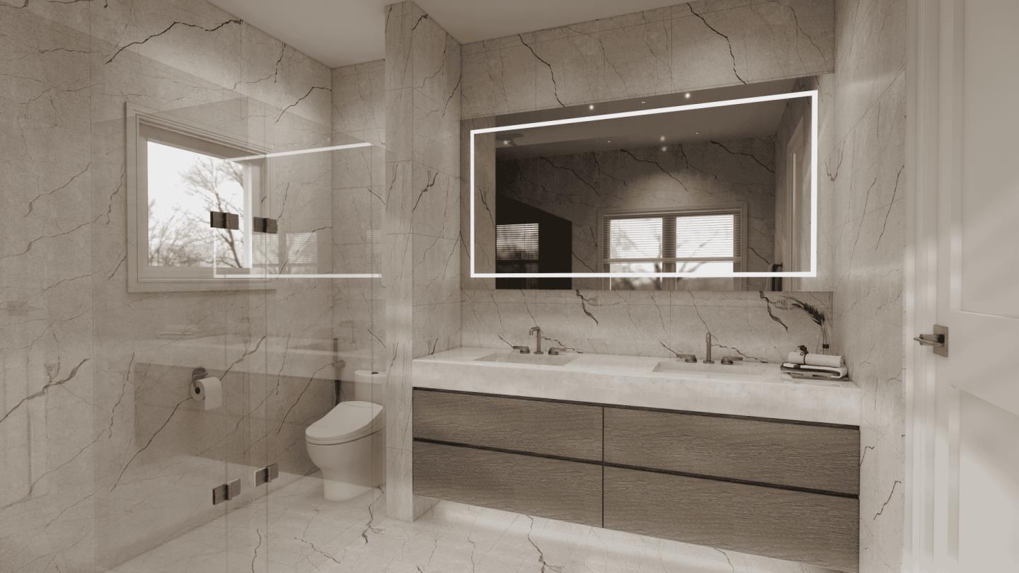 8 Bel Aire Road San Mateo, CA 94402 - Photo 14 of 26 a bathroom with a toilet sink and mirror