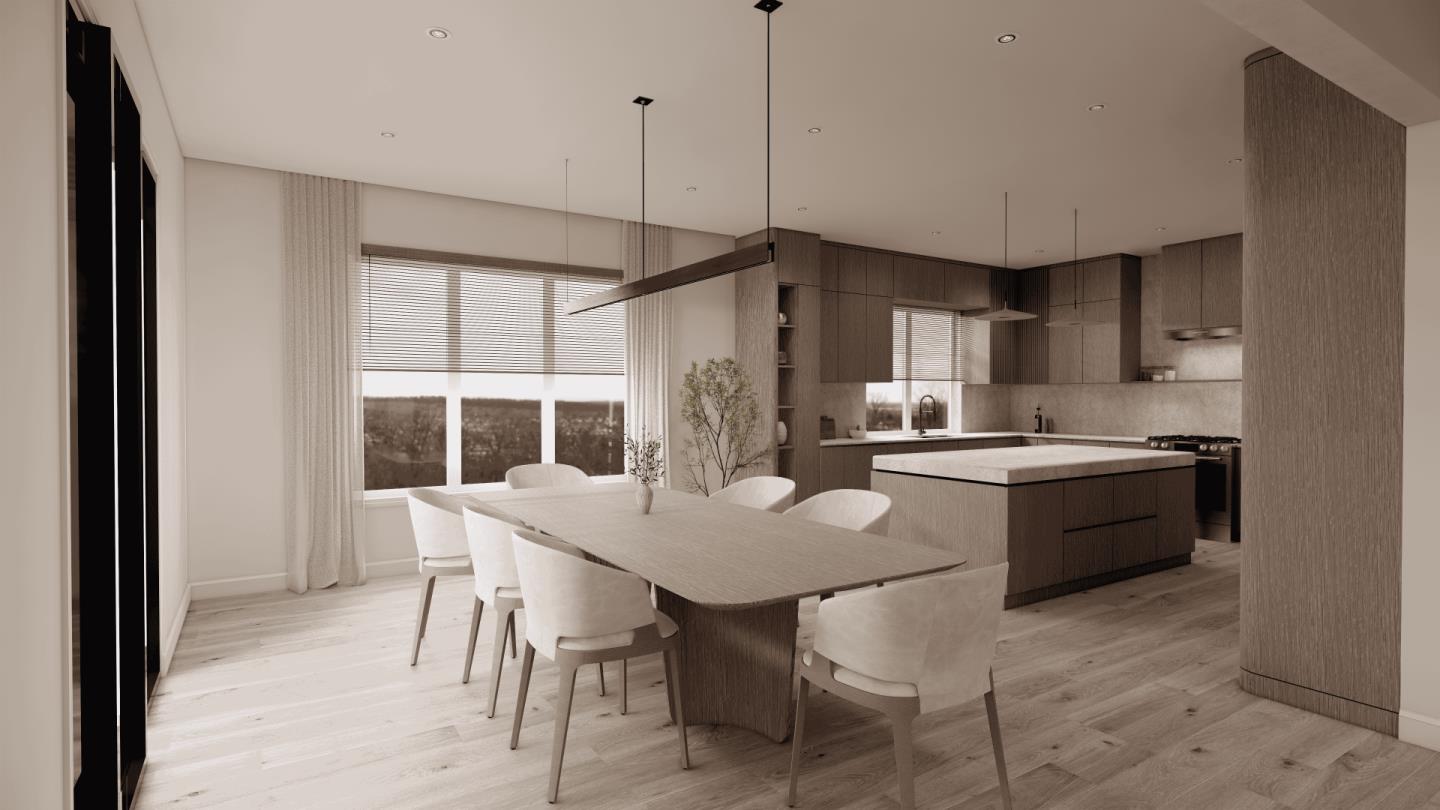 8 Bel Aire Road San Mateo, CA 94402 - Photo 6 of 26 a kitchen with kitchen island a dining table chairs and white cabinets