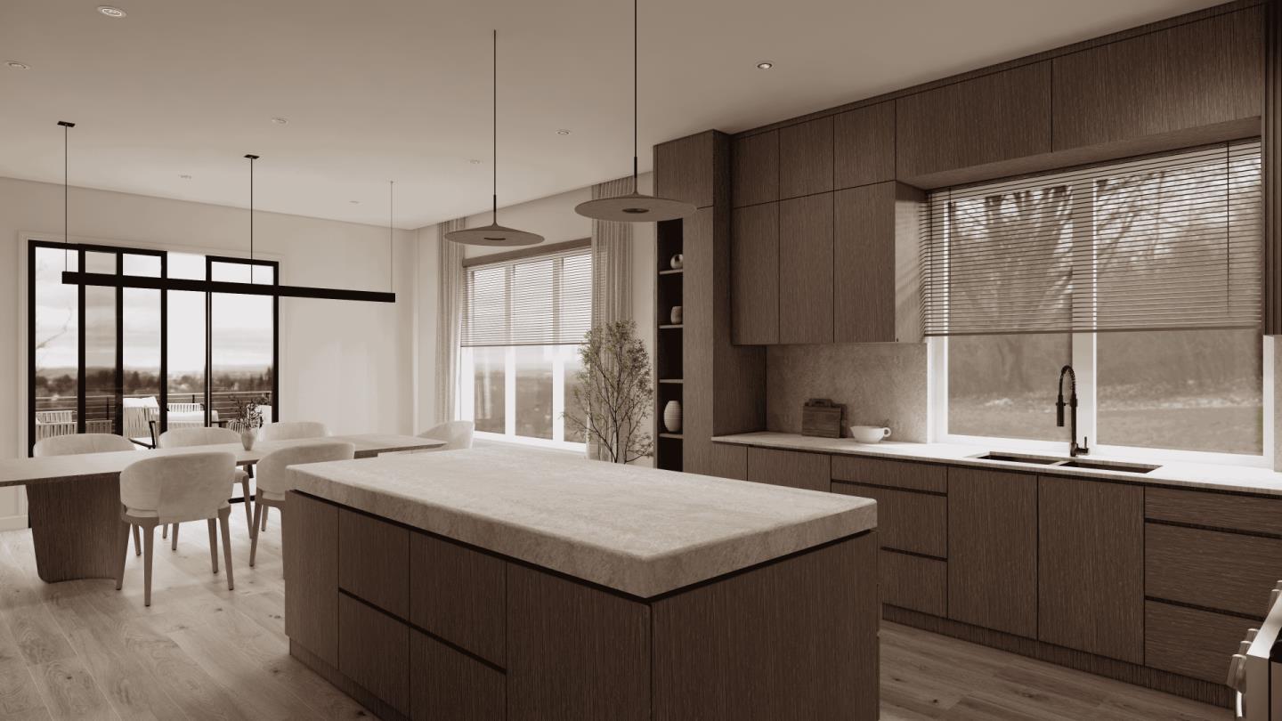 8 Bel Aire Road San Mateo, CA 94402 - Photo 8 of 26 a kitchen with a sink a center island a wooden floor and a large window