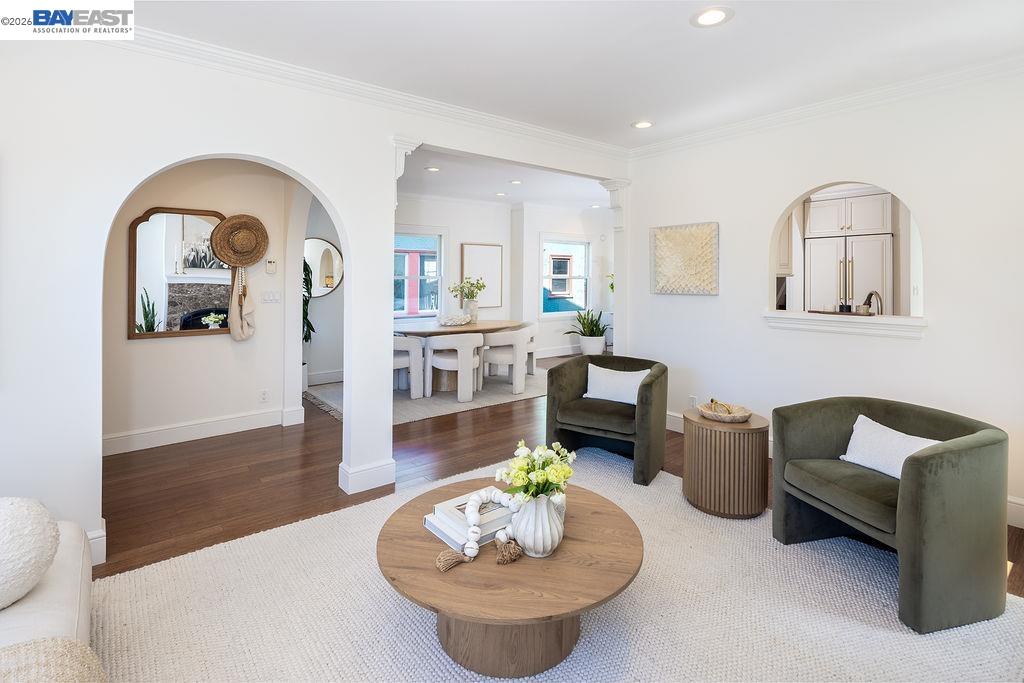1329 Ordway Street Berkeley, CA 94702 - Photo 13 of 47 a living room with furniture and a wooden floor