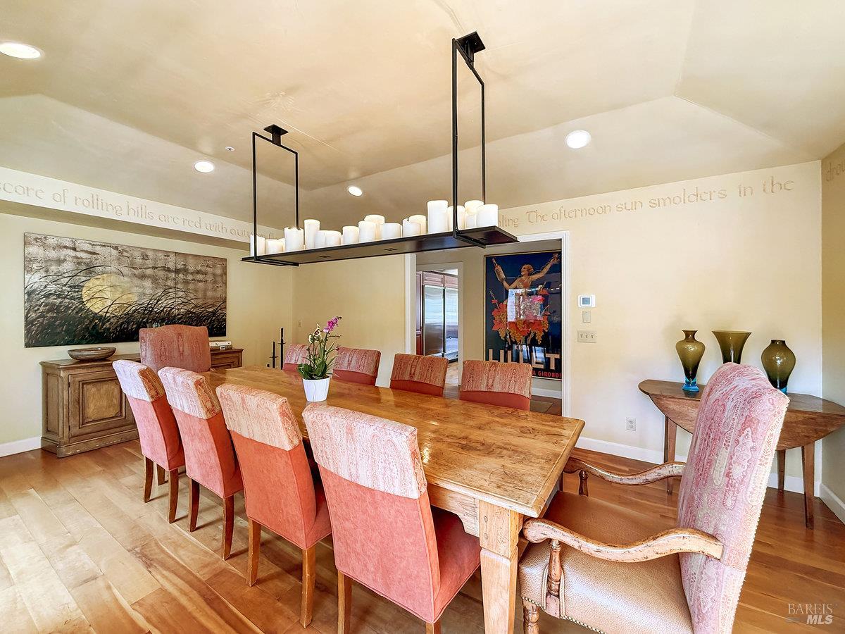 1000 Wolf Ridge Road Glen Ellen, CA 95442 - Photo 36 of 70 a view of a dining room with furniture
