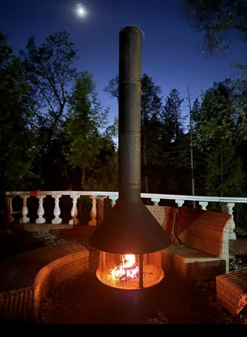 a view of swimming pool from a balcony