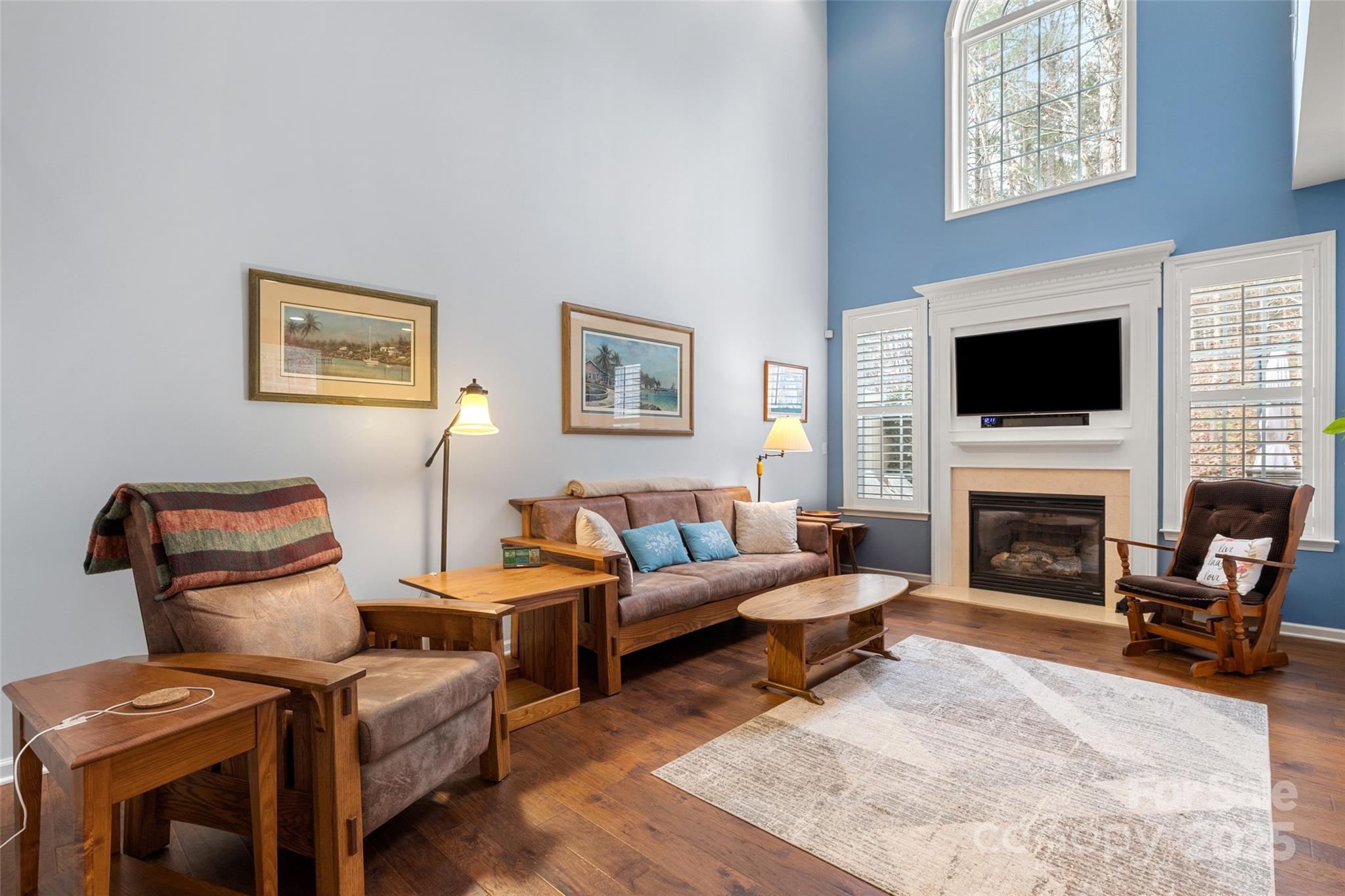 719 Deerbrook Lane Tega Cay, SC 29708 - Photo 7 of 33 a living room with furniture a fireplace and a flat screen tv