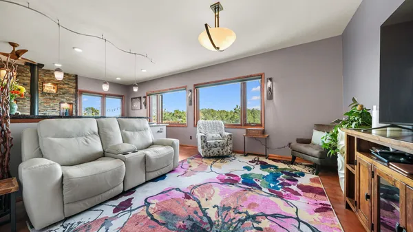 a view of a livingroom with a flat screen tv