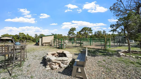 a view of a yard with an trees