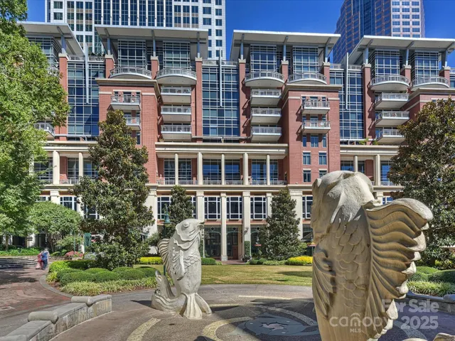 a front view of a multi story building