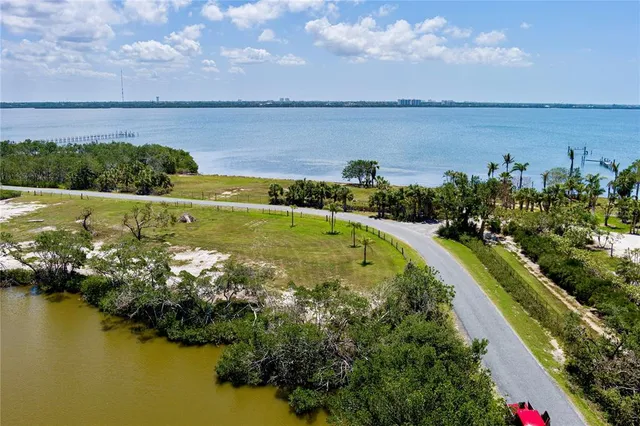 a view of a lake with a city view