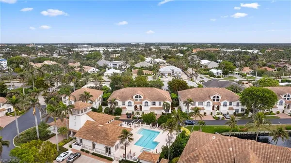 an aerial view of a house with a garden