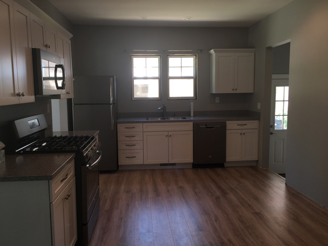 119 East Minnesota Street Spring Valley, IL 61362 - Photo 8 of 15 a kitchen with granite countertop a stove a sink and wooden floor
