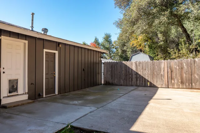 a view of a wooden balcony