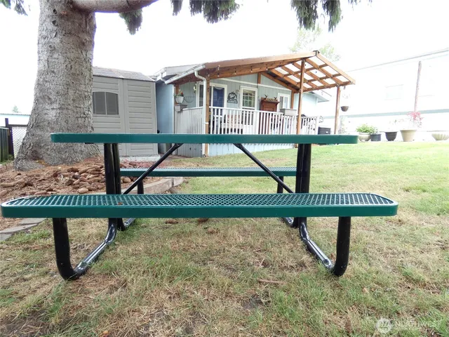 a view of outdoor space with seating