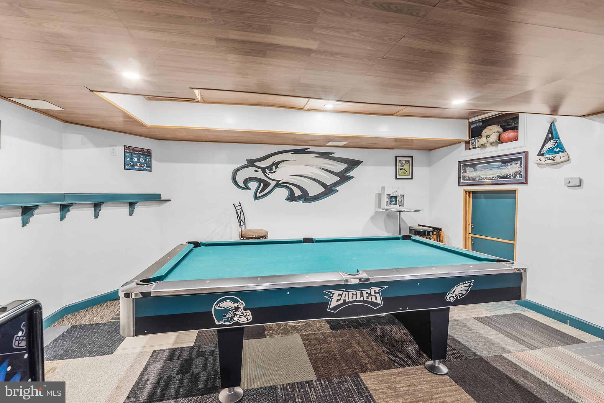 541 Stanford Road Fairless Hills, PA 19030 - Photo 14 of 30 Eagles-themed game room with pool table.