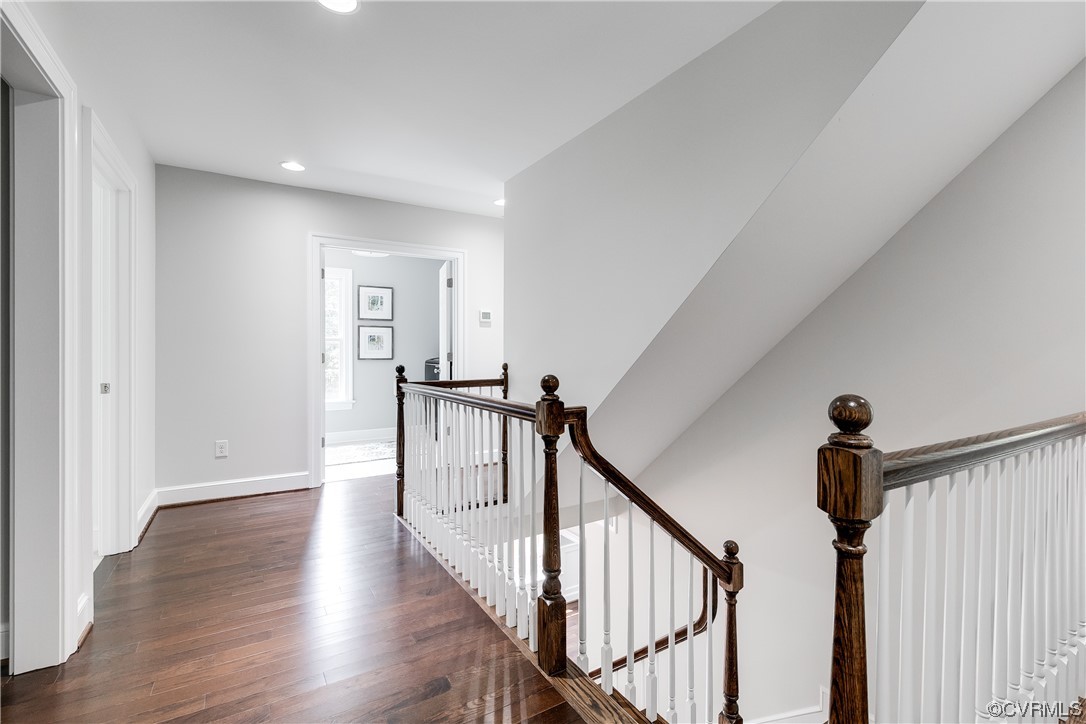 14221 West Salisbury Road Midlothian, VA 23113 - Photo 31 of 43 a view of a hallway with wooden floor and stairs