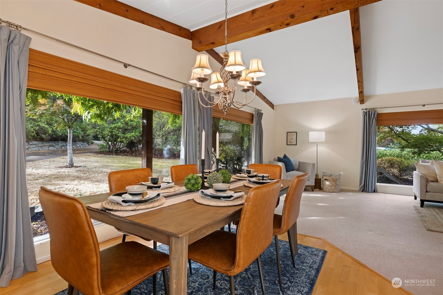 289 Briar Road Bellingham, WA 98225 - Photo 10 of 40 a dining room with furniture a chandelier and large windows