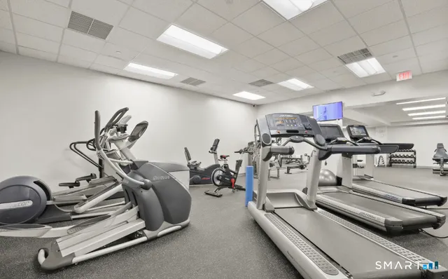 a view of a room with gym equipment