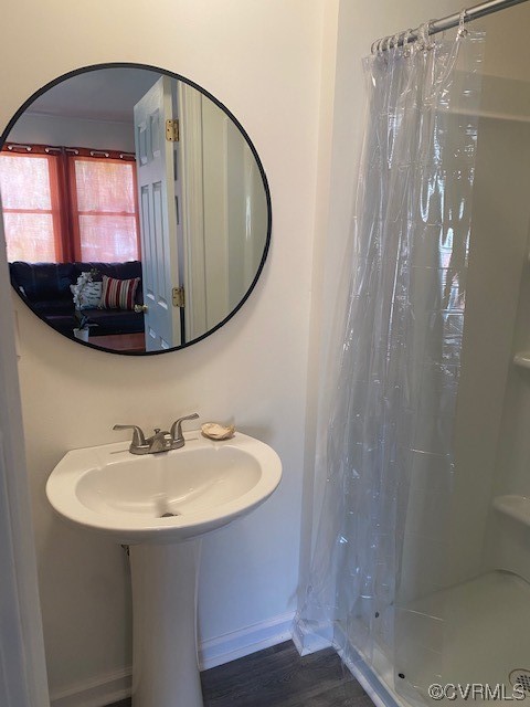 142 Samford Street Alberta, VA 23821 - Photo 16 of 24 a bathroom with a sink shower and a mirror