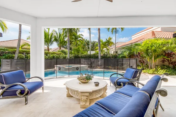 a outdoor living space with furniture and garden view