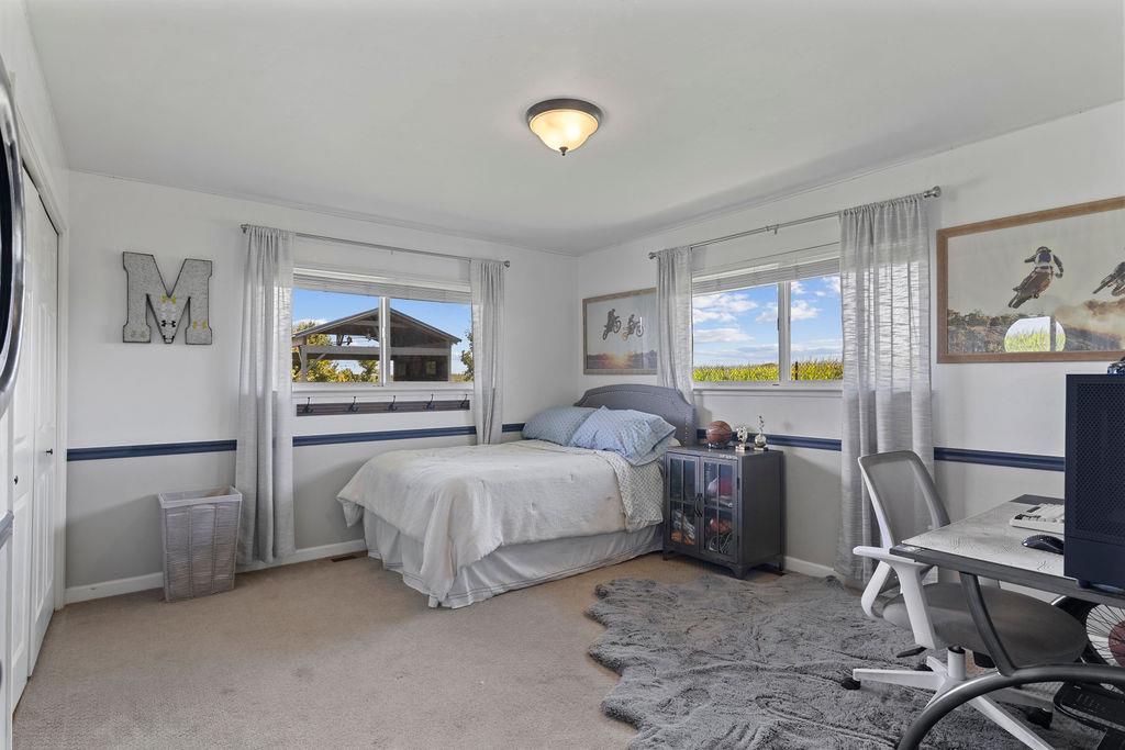 4930 South Faith Home Road Turlock, CA 95380 - Photo 34 of 69 Bedroom with multiple windows, light colored carpet, cedar closet