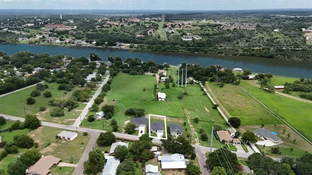 an aerial view of a city with houses