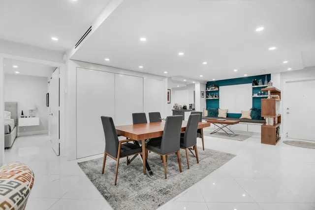 a view of a dining area with furniture