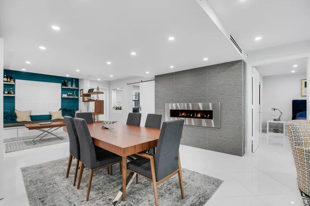 a view of a dining area with furniture