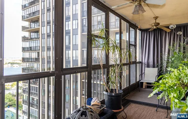 a view of an entryway with garden