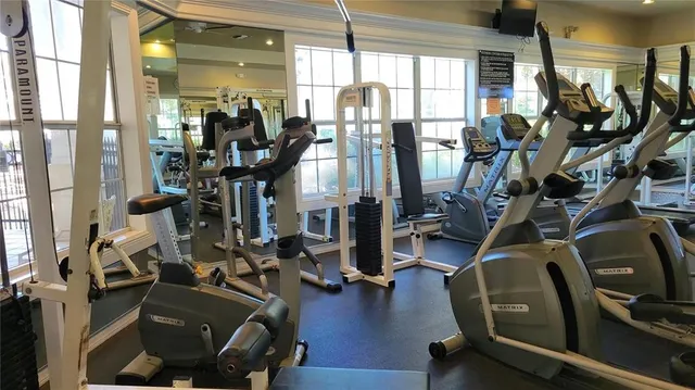 a view of a room with gym equipment