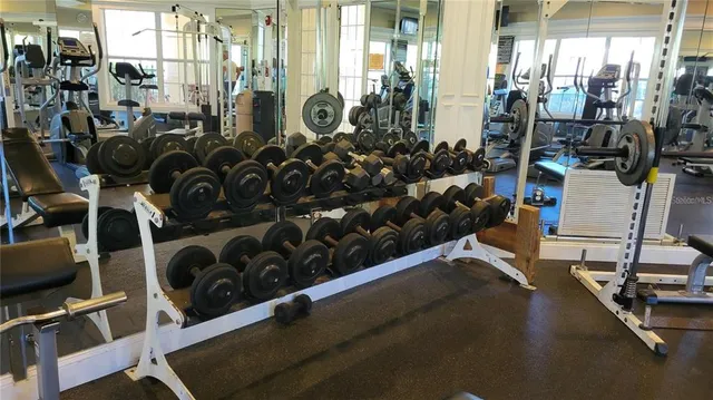 a room with gym equipment