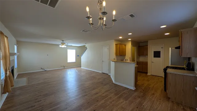 a view of a garden with a tree