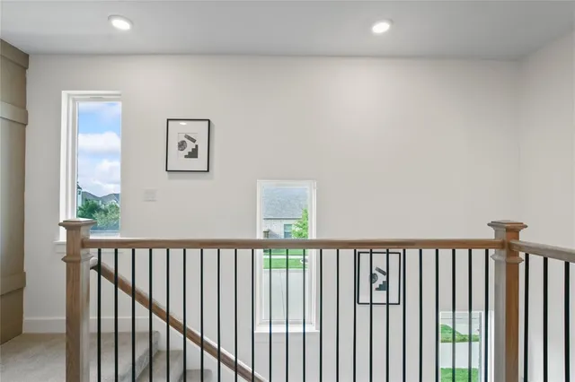 a view of a hallway with closet area