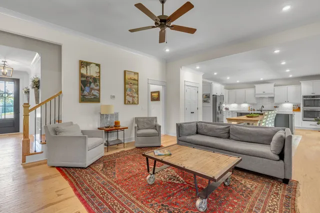 a living room with furniture and a couch