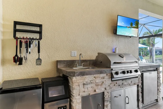 a view of a lake with houses in the back