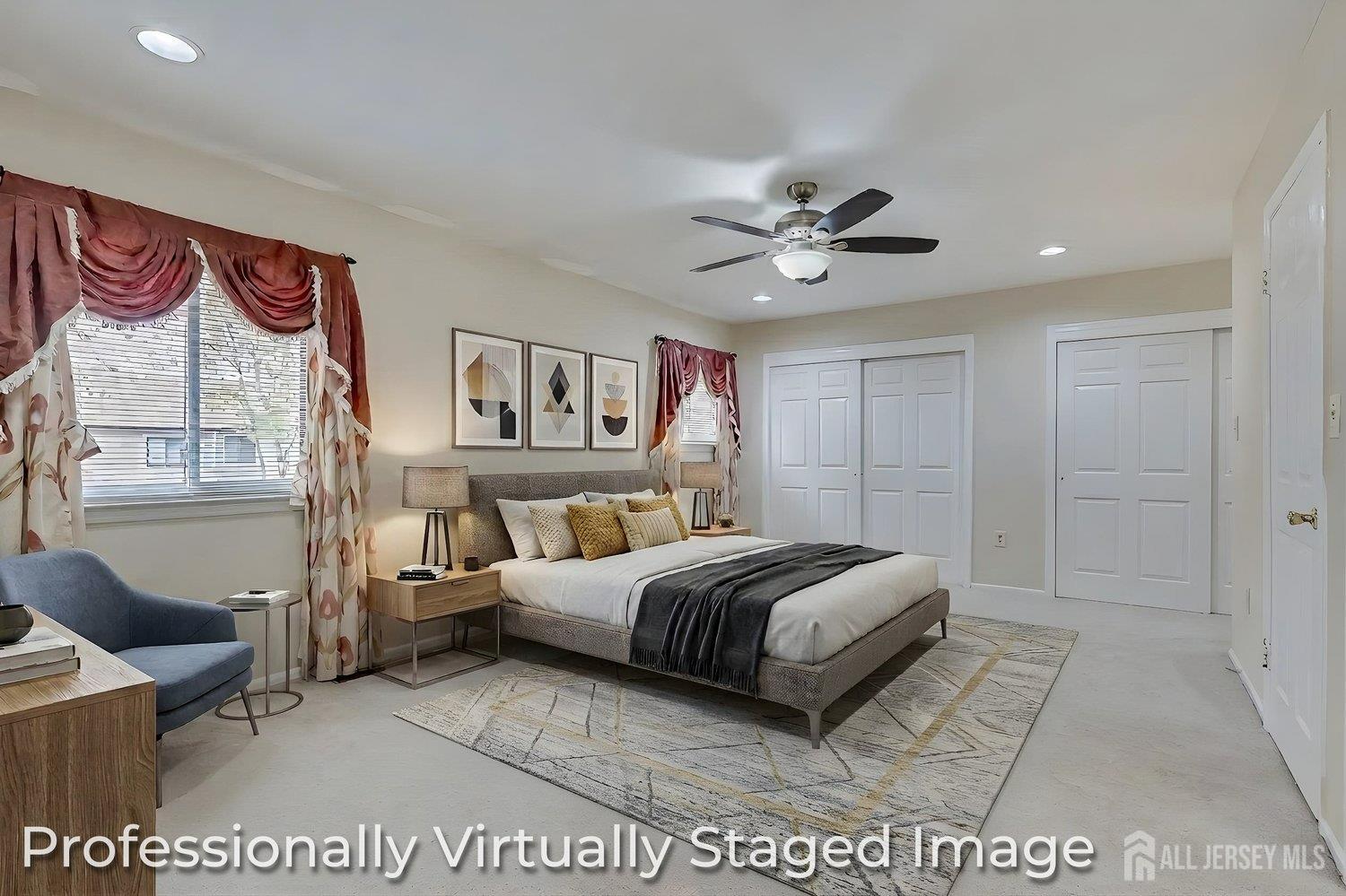 7 Lily Court Edison, NJ 08820 - Photo 16 of 32 a bedroom with a bed and a chandelier