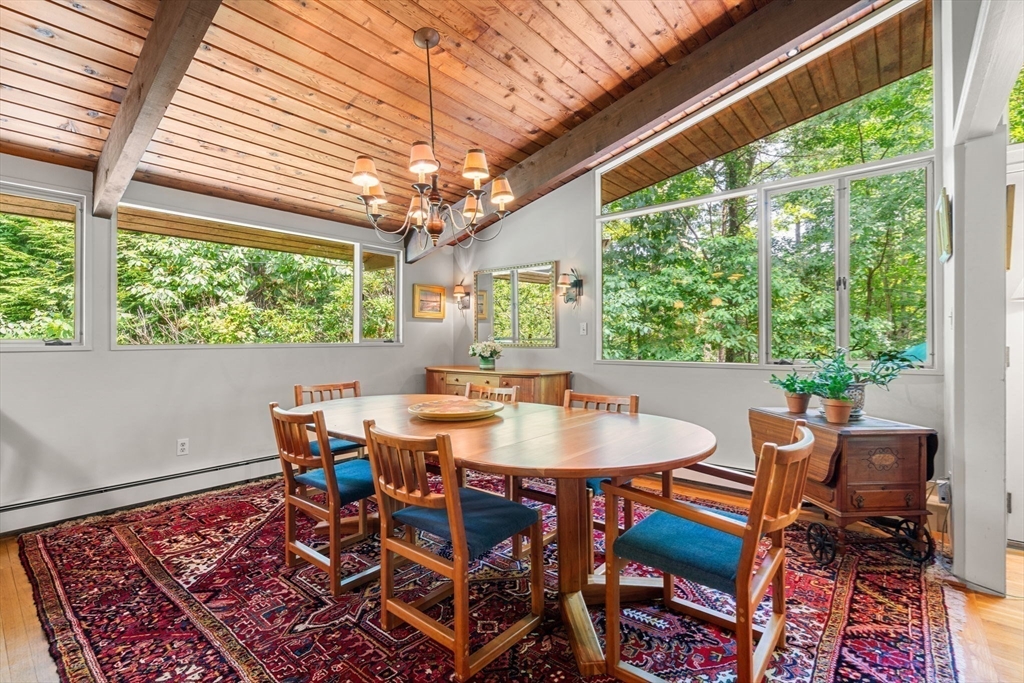 60 Pine Street Dover, MA 02030 - Photo 14 of 36 a view of a dining room with furniture window and outside view