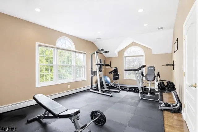 a view of a room with gym equipment