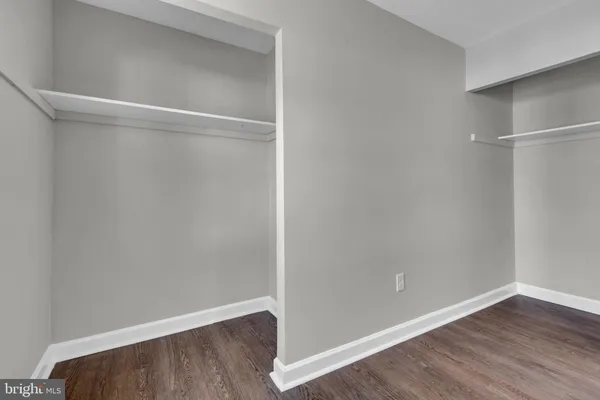 a view of an empty walk in closet